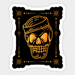 mystic esoteric skull with hand staff Sticker